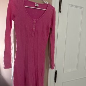 Pink tie dye- waffle dress extra small pink Victoria’s Secret thermal style